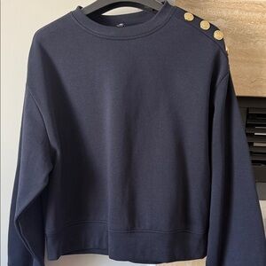 H&M Navy Sweatshirt with Gold Button Accents NWOT